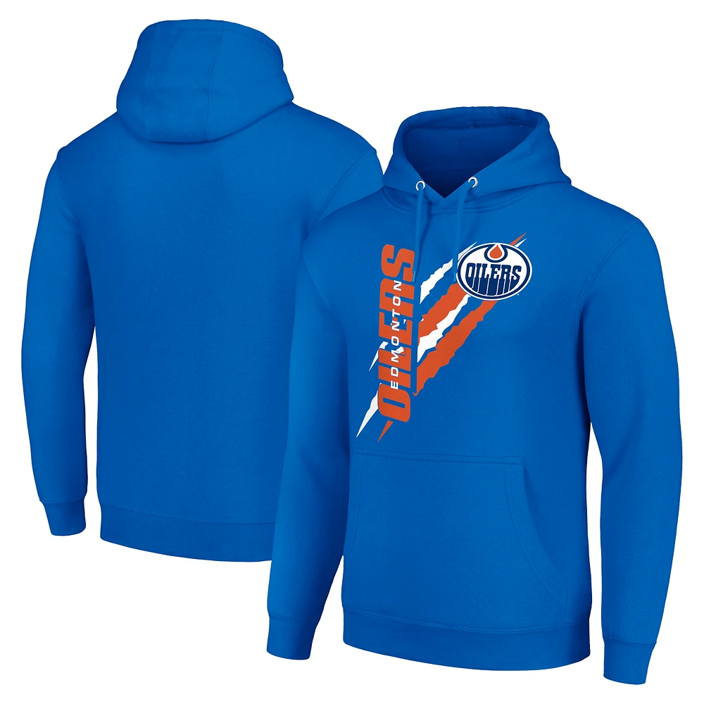 Men's Starter Royal Edmonton Oilers Color Scratch Fleece Pullover Hoodie