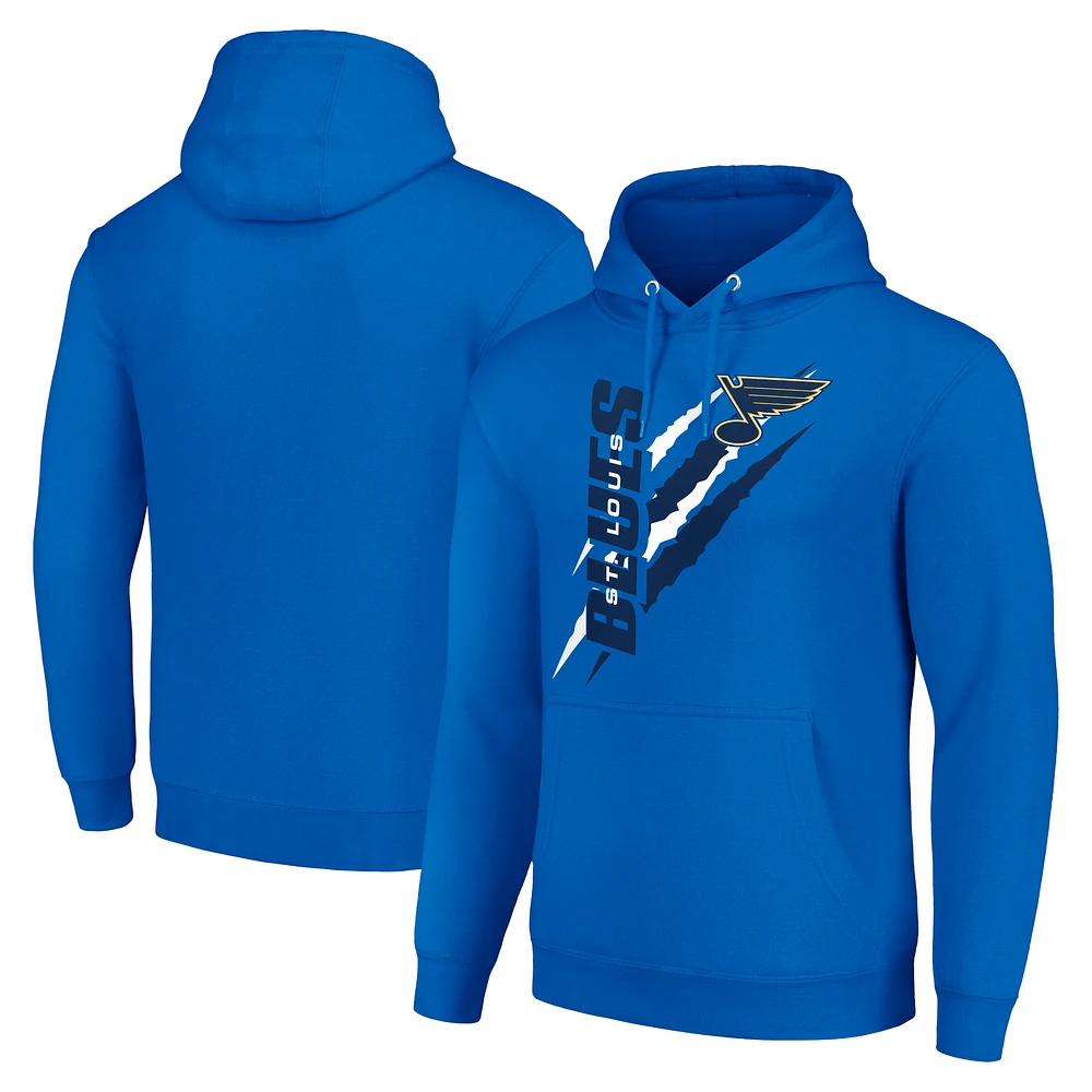 Men's Starter Royal St. Louis Blues Color Scratch Fleece Pullover Hoodie