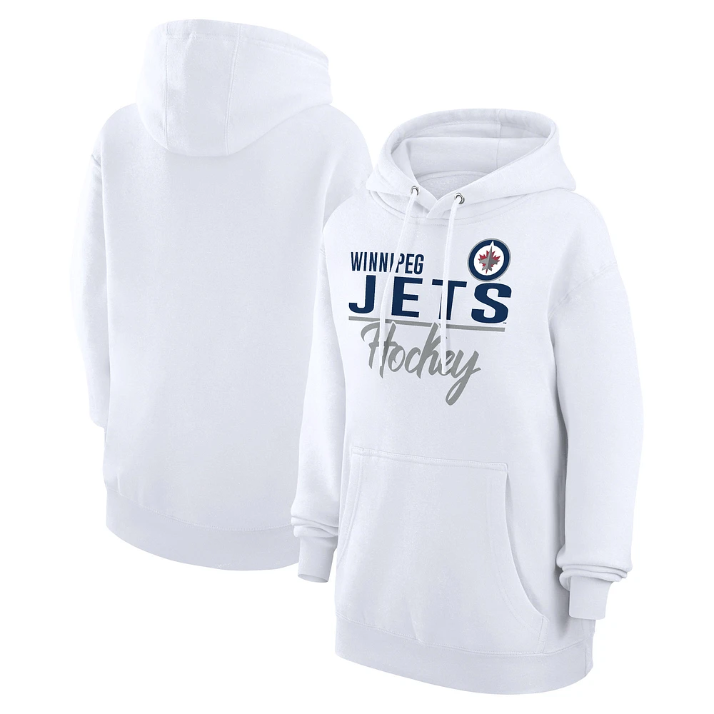 Women's G-III 4Her by Carl Banks White Winnipeg Jets Team Fleece Pullover Hoodie