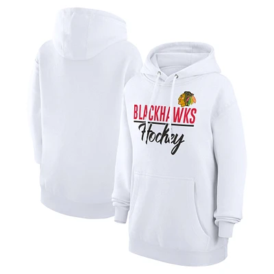 Women's G-III 4Her by Carl Banks White Chicago Blackhawks Team Fleece Pullover Hoodie