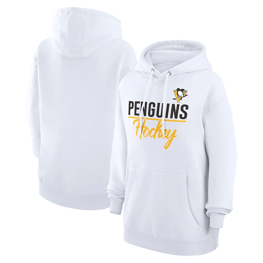 Women's G-III 4Her by Carl Banks White Pittsburgh Penguins Team Fleece Pullover Hoodie