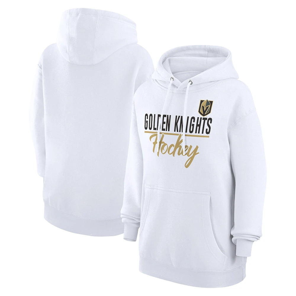 Women's G-III 4Her by Carl Banks White Vegas Golden Knights Team Fleece Pullover Hoodie
