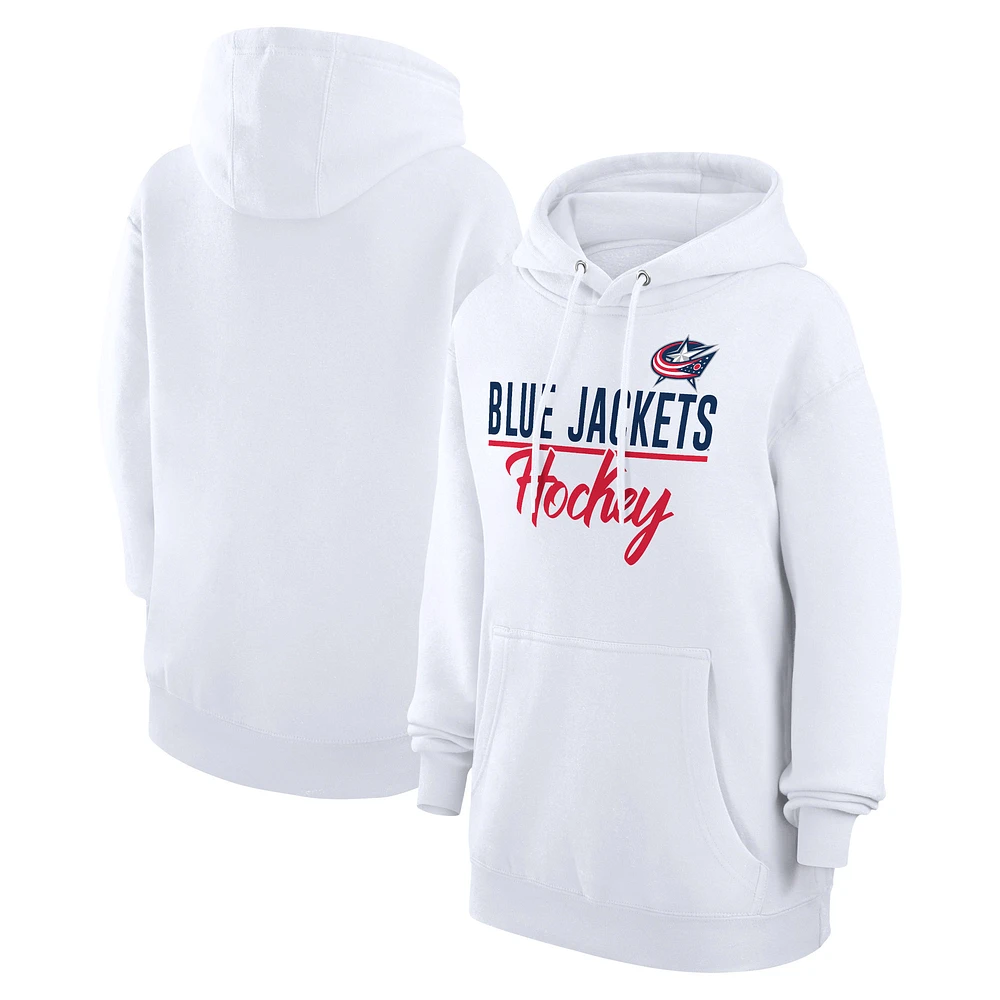 Women's G-III 4Her by Carl Banks White Columbus Blue Jackets Team Fleece Pullover Hoodie
