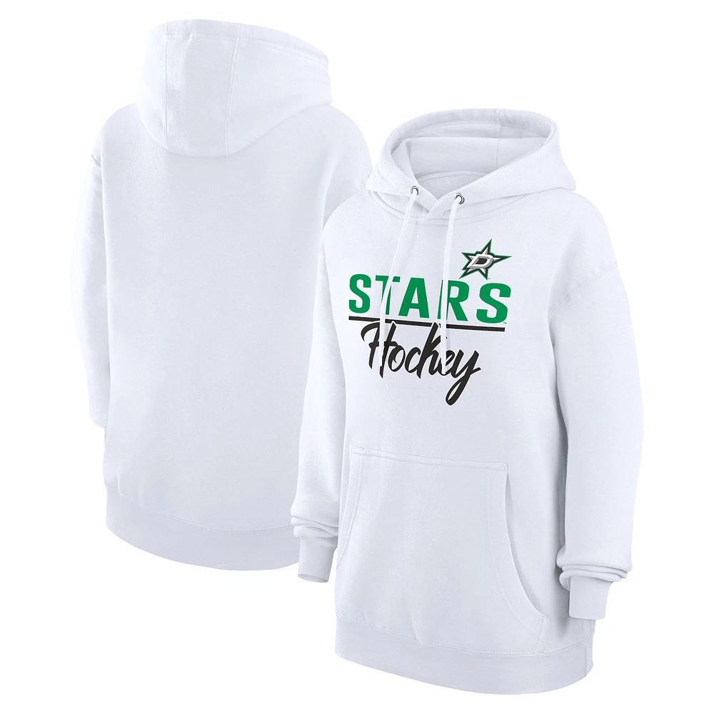 Women's G-III 4Her by Carl Banks White Dallas Stars Team Fleece Pullover Hoodie