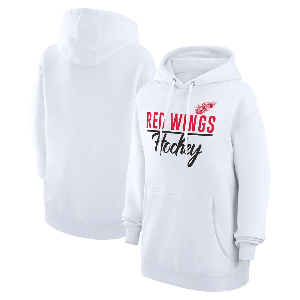 Women's G-III 4Her by Carl Banks White Detroit Red Wings Team Fleece Pullover Hoodie