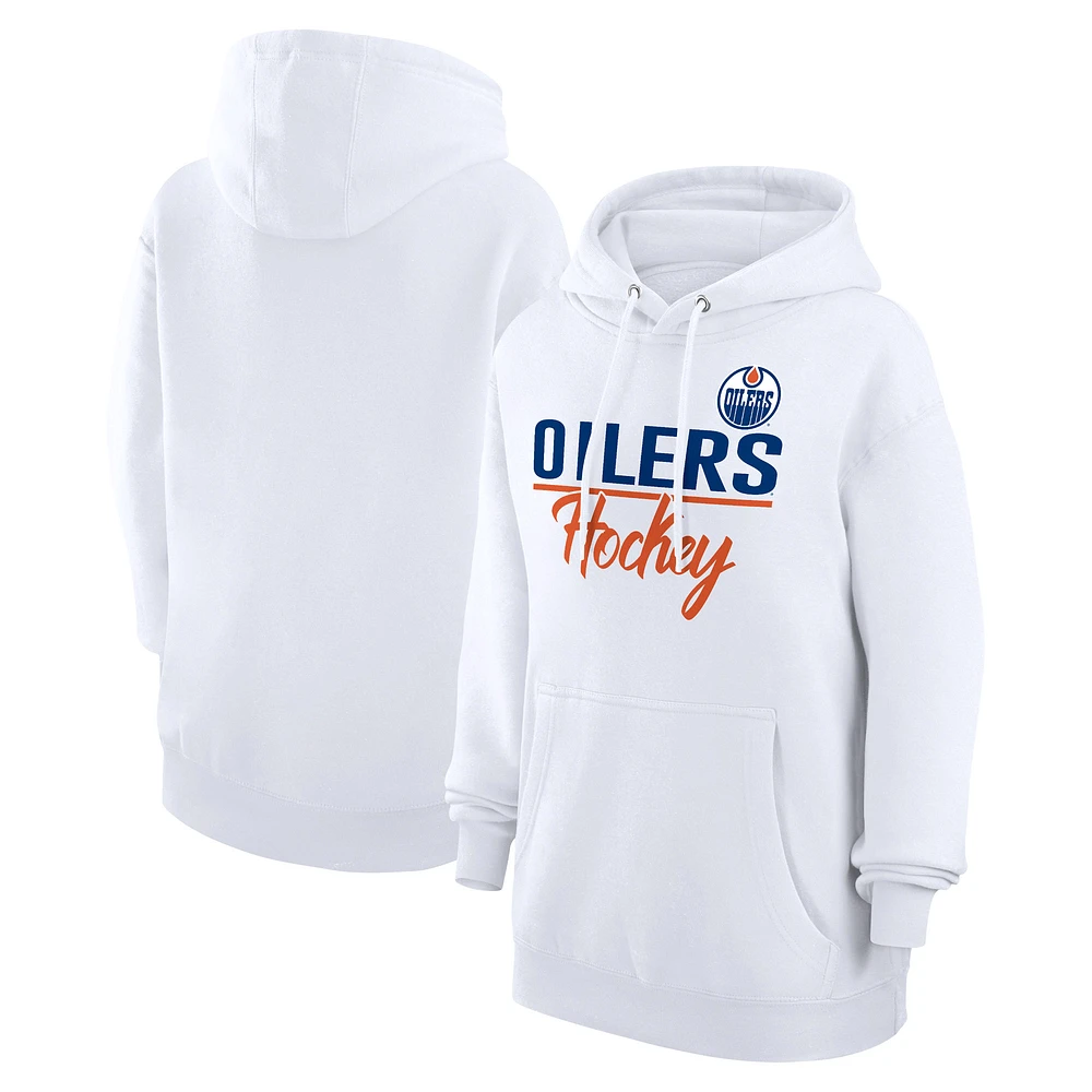 Women's G-III 4Her by Carl Banks White Edmonton Oilers Team Fleece Pullover Hoodie