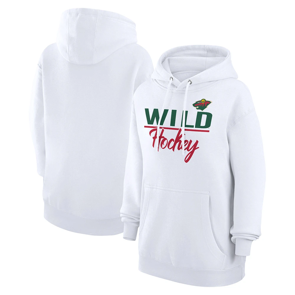Women's G-III 4Her by Carl Banks White Minnesota Wild Team Fleece Pullover Hoodie