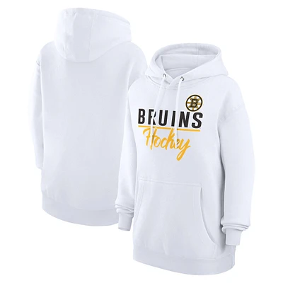 Women's G-III 4Her by Carl Banks White Boston Bruins Team Fleece Pullover Hoodie