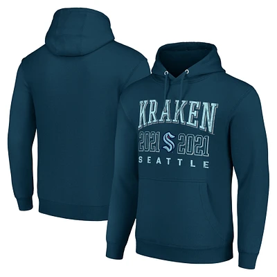 Men's Starter Deep Sea Blue Seattle Kraken Graphic Pullover Hoodie