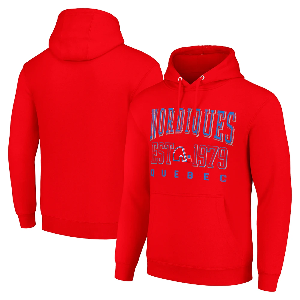 Men's Starter Red Quebec Nordiques Retro Graphic Pullover Hoodie