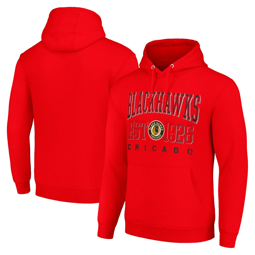 Men's Starter Red Chicago Blackhawks Retro Graphic Pullover Hoodie