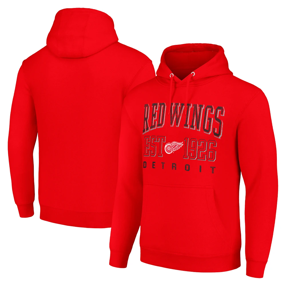 Men's Starter Red Detroit Wings Retro Graphic Pullover Hoodie