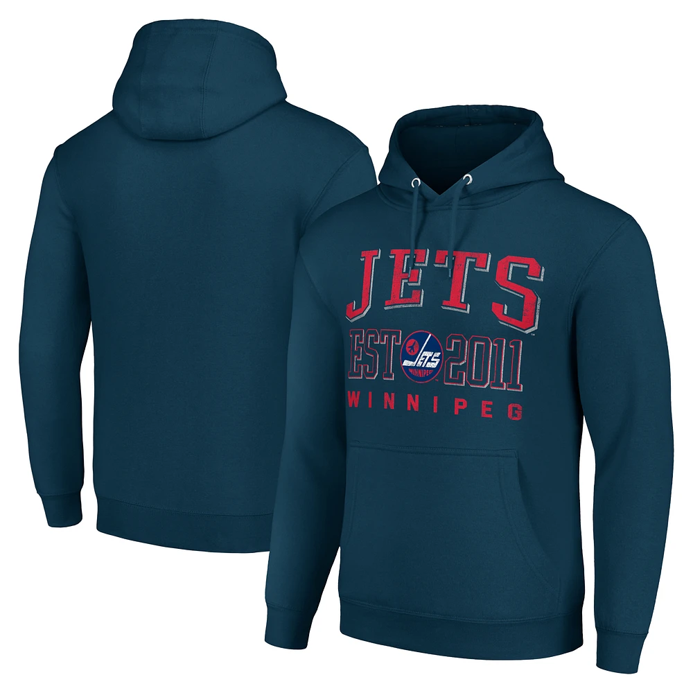 Men's Starter Navy Winnipeg Jets Retro Graphic Pullover Hoodie
