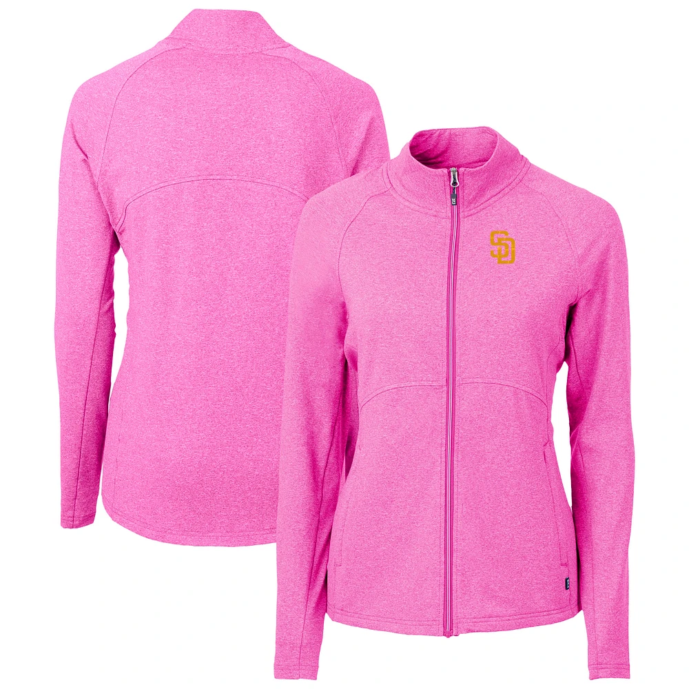 Women's Cutter & Buck Pink San Diego Padres City Connect Adapt Eco Knit Recycled Full-Zip Jacket