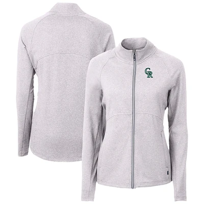 Women's Cutter & Buck Heather Gray Colorado Rockies City Connect Adapt Eco Knit Recycled Full-Zip Jacket