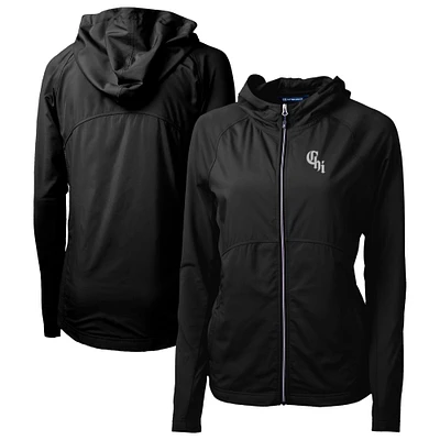 Women's Cutter & Buck Black Chicago White Sox City Connect Adapt Eco Knit Hybrid Recycled Full-Zip Hoodie