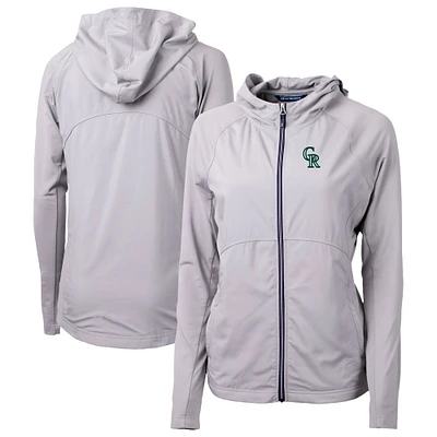 Women's Cutter & Buck Gray Colorado Rockies City Connect Adapt Eco Knit Hybrid Recycled Full-Zip Hoodie