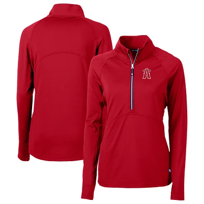 Women's Cutter & Buck Red Los Angeles Angels City Connect Adapt Eco Knit Recycled Half-Zip Pullover Top