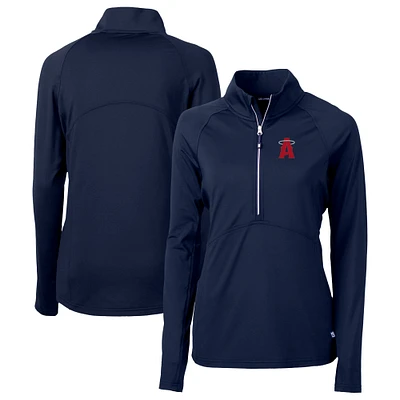 Women's Cutter & Buck Navy Los Angeles Angels City Connect Adapt Eco Knit Recycled Half-Zip Pullover Top