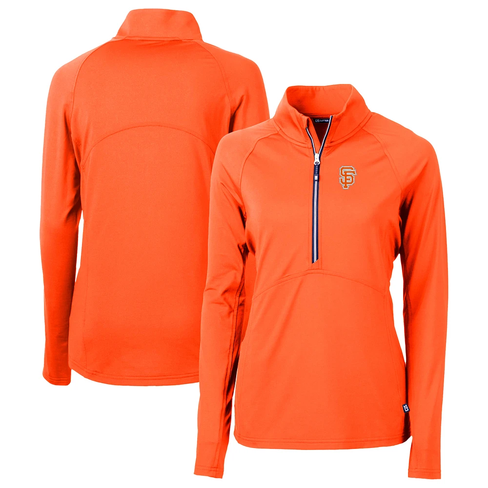 Women's Cutter & Buck Orange San Francisco Giants City Connect Adapt Eco Knit Recycled Half-Zip Pullover Top