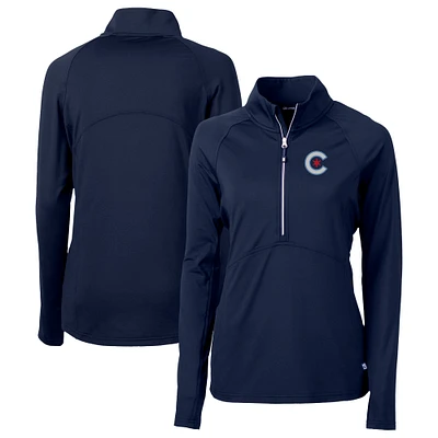 Women's Cutter & Buck Navy Chicago Cubs City Connect Adapt Eco Knit Recycled Half-Zip Pullover Top