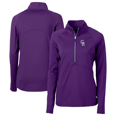 Women's Cutter & Buck Purple Colorado Rockies City Connect Adapt Eco Knit Recycled Half-Zip Pullover Top