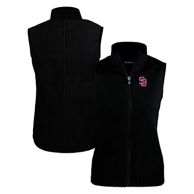 Women's Cutter & Buck Black San Diego Padres City Connect Cascade Eco Sherpa Fleece Vest
