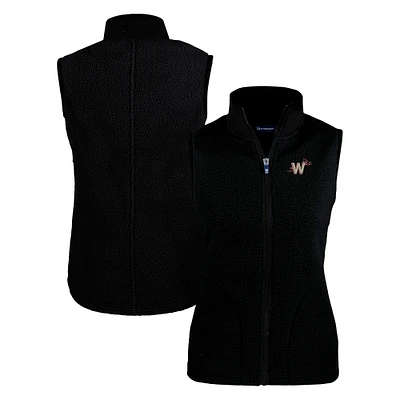Women's Cutter & Buck Black Washington Nationals City Connect Cascade Eco Sherpa Fleece Vest
