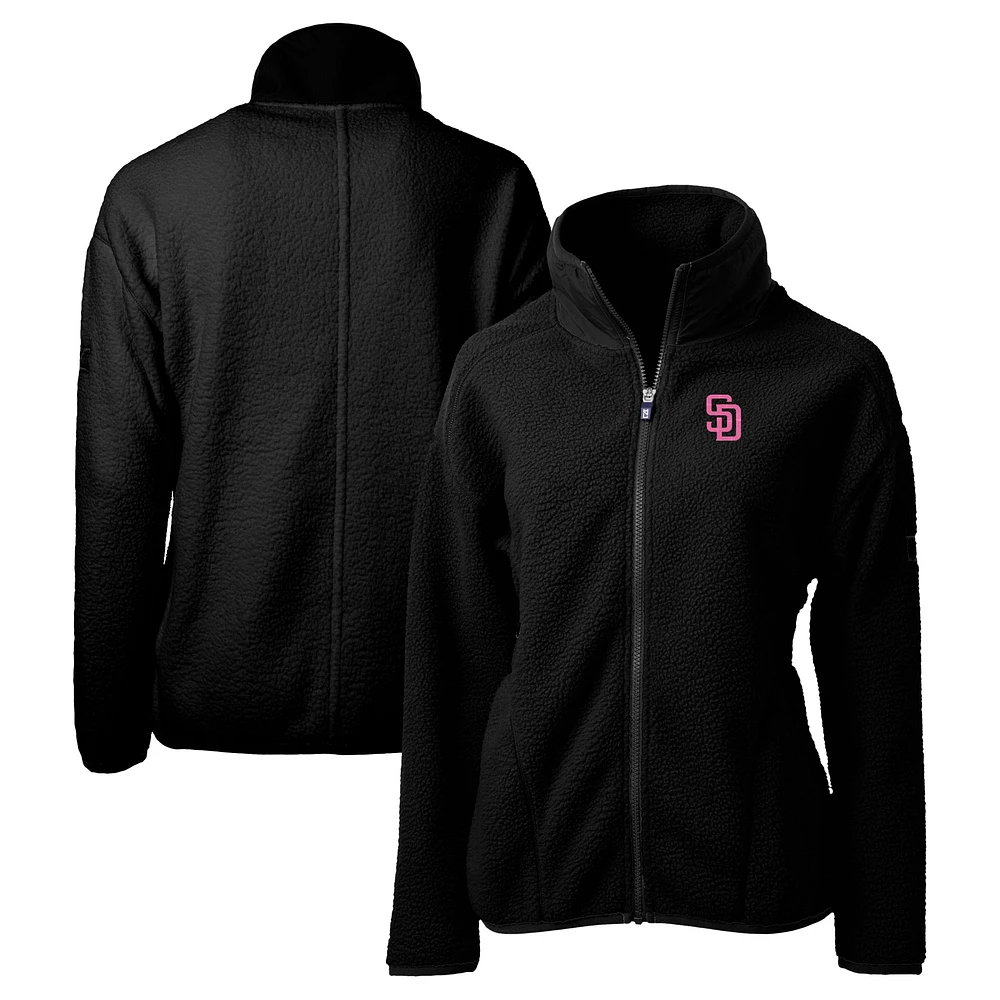 Women's Cutter & Buck Black San Diego Padres City Connect Cascade Eco Sherpa Full-Zip Jacket
