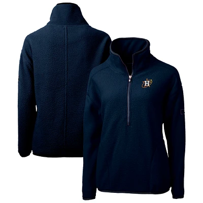 Women's Cutter & Buck Navy Houston Astros City Connect Cascade Eco Sherpa Half-Zip Pullover Jacket