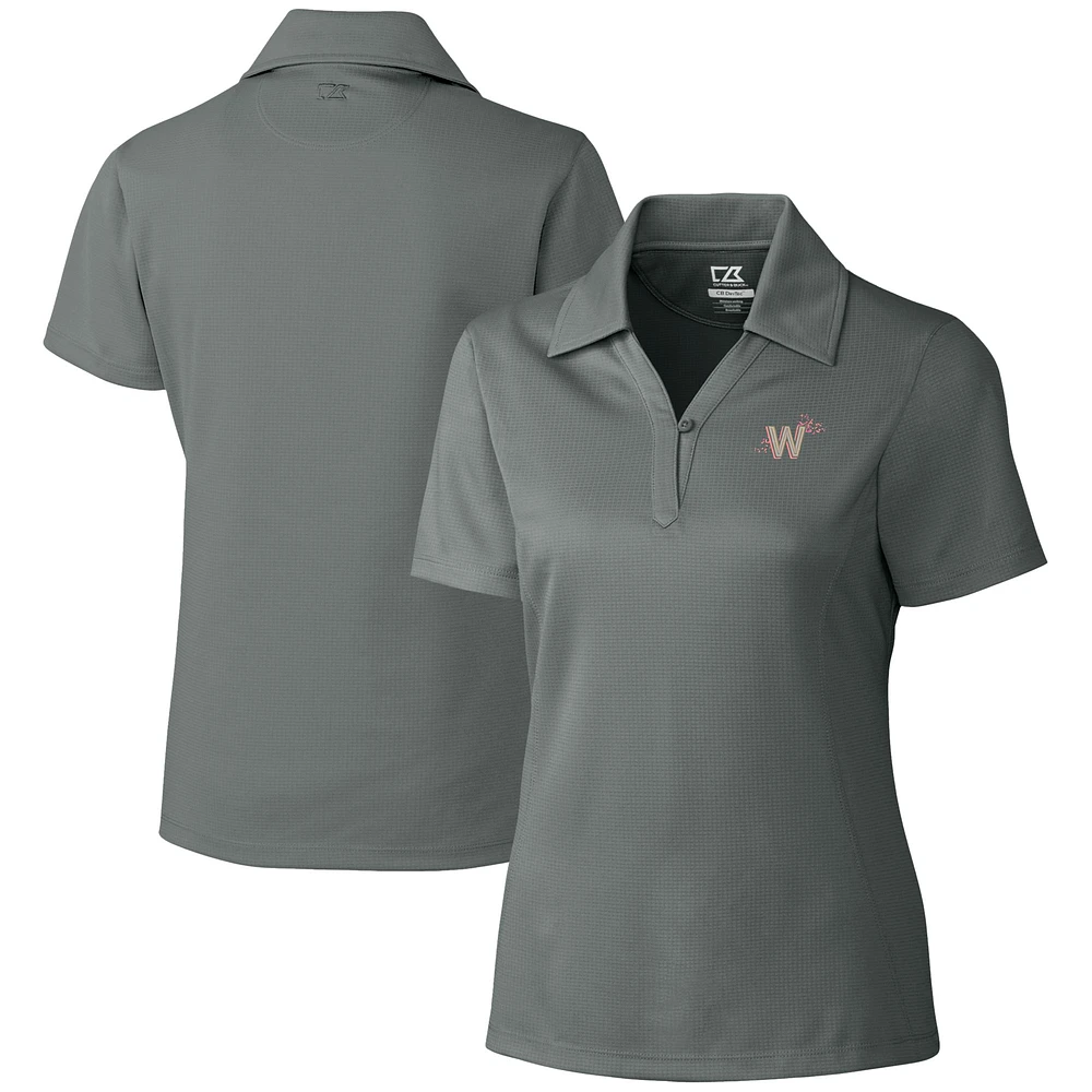 Women's Cutter & Buck Gray Washington Nationals City Connect CB DryTec Genre Textured Solid Polo