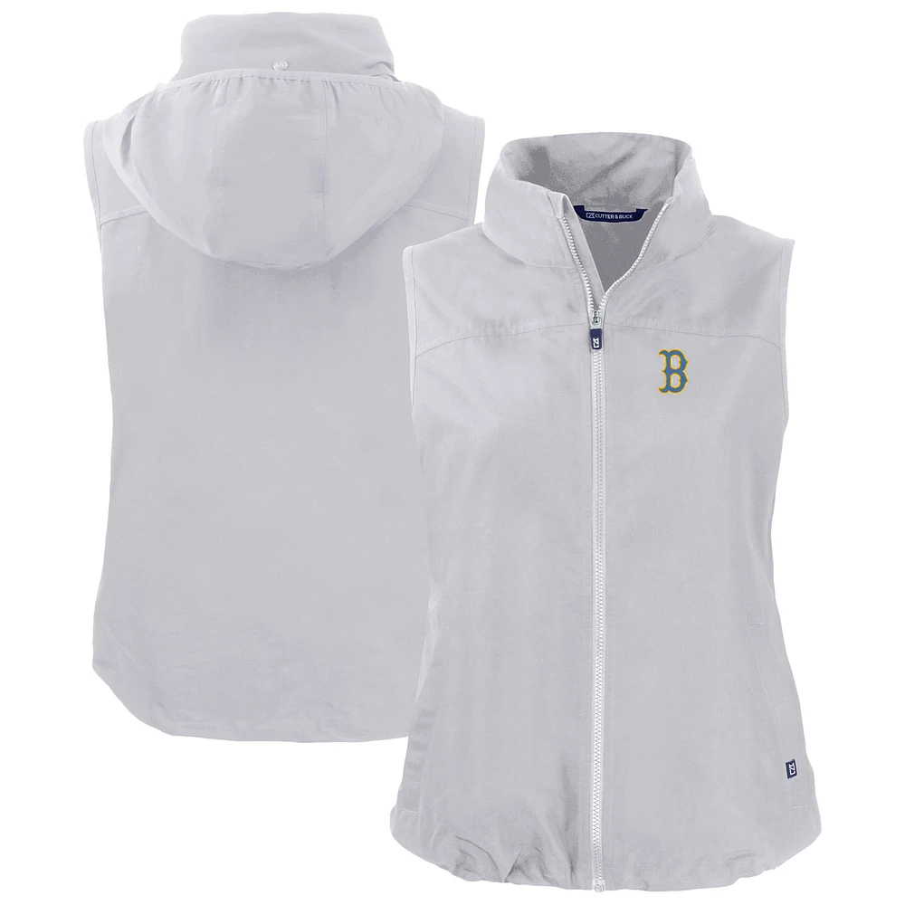 Women's Cutter & Buck Gray Boston Red Sox City Connect Charter Eco Recycled Full-Zip Vest