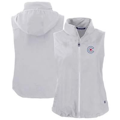 Women's Cutter & Buck Gray Chicago Cubs City Connect Charter Eco Recycled Full-Zip Vest