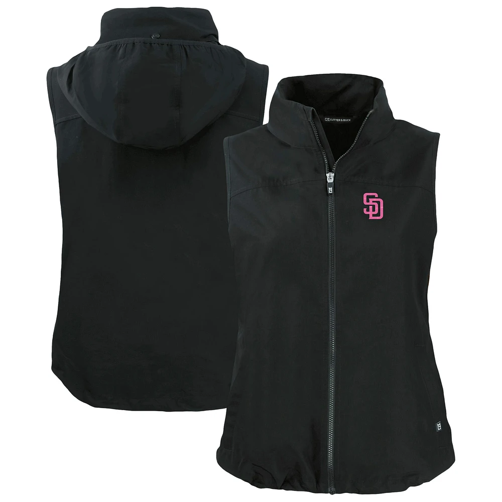 Women's Cutter & Buck Black San Diego Padres City Connect Charter Eco Recycled Full-Zip Vest