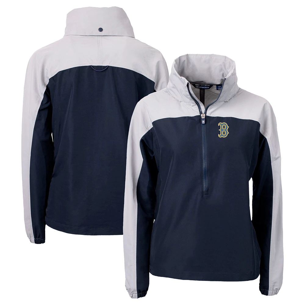 Women's Cutter & Buck Navy Boston Red Sox City Connect Charter Eco Recycled Half-Zip Anorak Jacket