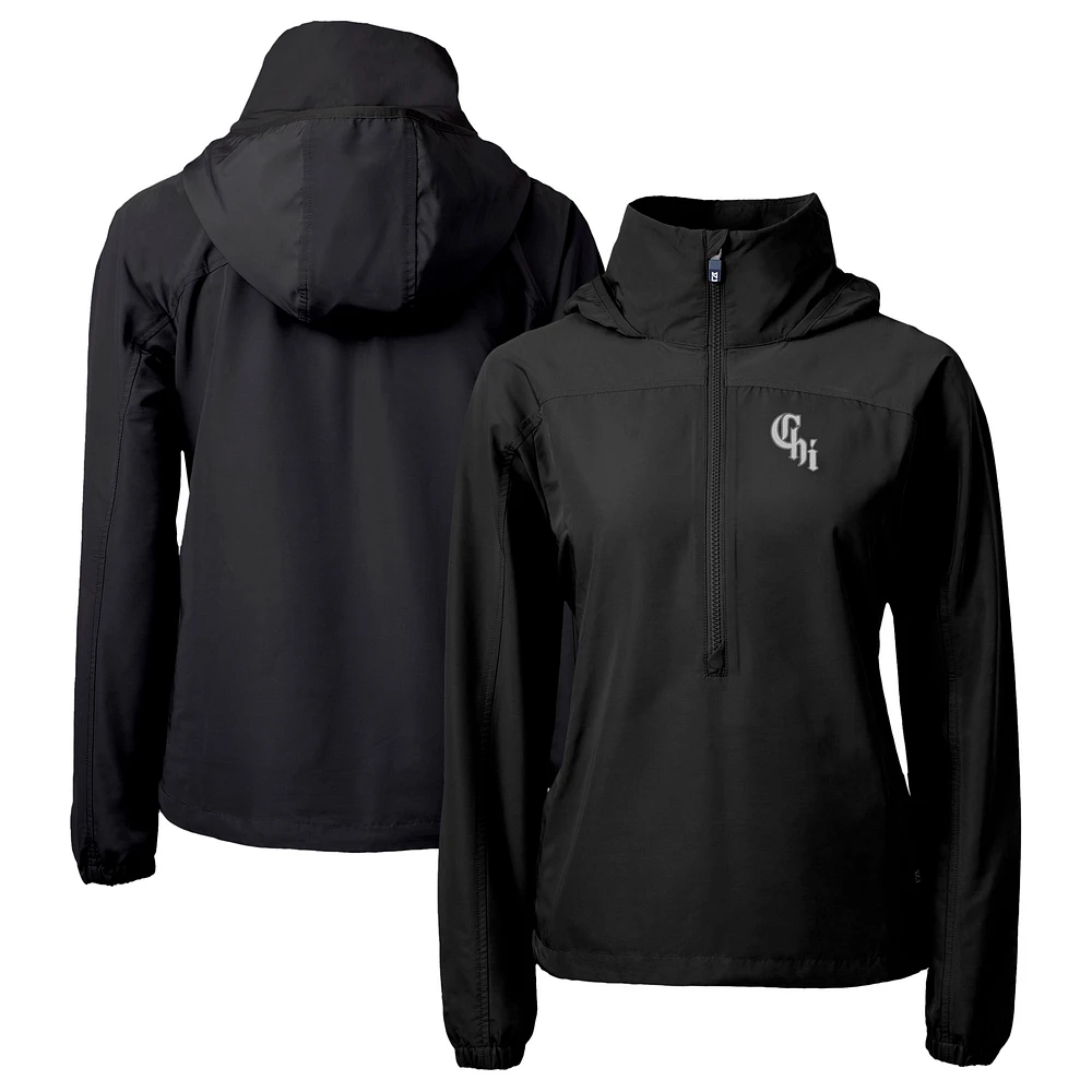 Women's Cutter & Buck Black Chicago White Sox City Connect Charter Eco Recycled Half-Zip Anorak Jacket