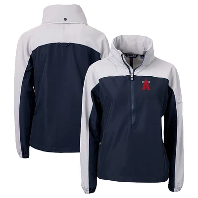 Women's Cutter & Buck Navy Los Angeles Angels City Connect Charter Eco Recycled Half-Zip Anorak Jacket