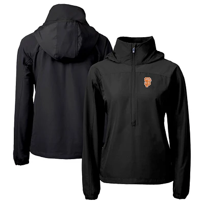 Women's Cutter & Buck Black San Francisco Giants City Connect Charter Eco Recycled Half-Zip Anorak Jacket
