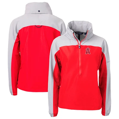 Women's Cutter & Buck Red Los Angeles Angels City Connect Charter Eco Recycled Half-Zip Anorak Jacket
