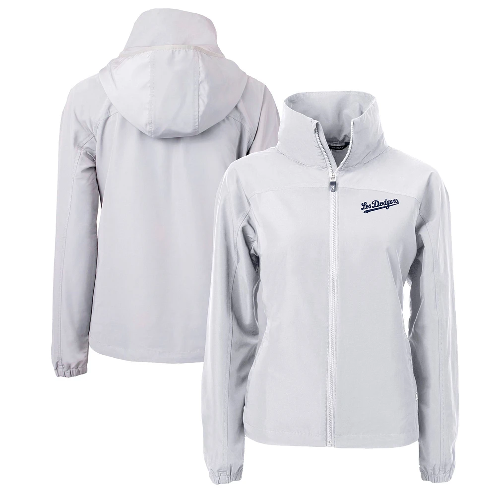 Women's Cutter & Buck Gray Los Angeles Dodgers City Connect Charter Eco Recycled Full-Zip Jacket