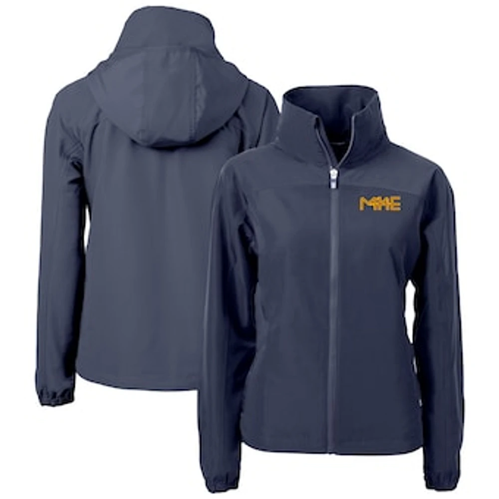 Women's Cutter & Buck Navy Milwaukee Brewers City Connect Charter Eco Recycled Full-Zip Jacket