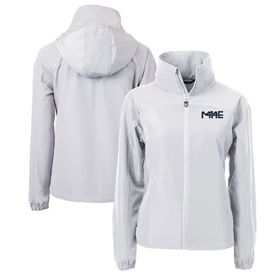 Women's Cutter & Buck Gray Milwaukee Brewers City Connect Charter Eco Recycled Full-Zip Jacket