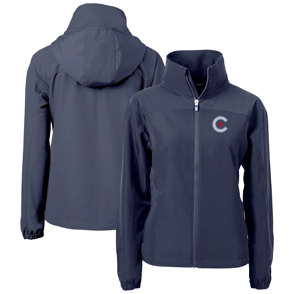Women's Cutter & Buck Navy Chicago Cubs City Connect Charter Eco Recycled Full-Zip Jacket