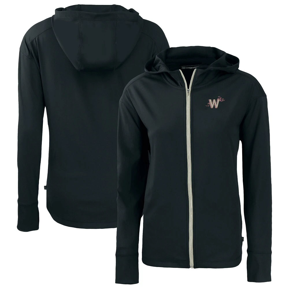 Women's Cutter & Buck Black Washington Nationals City Connect Daybreak Eco Recycled Full-Zip Hoodie