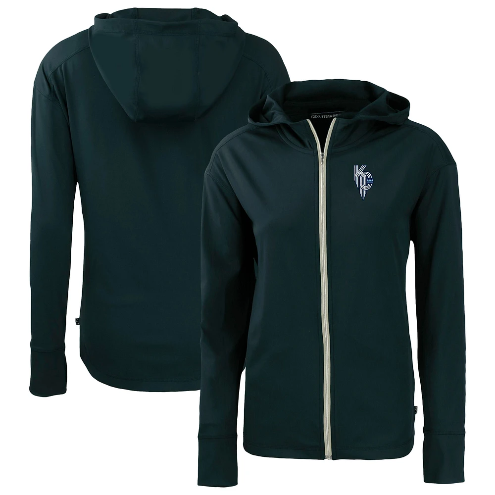 Women's Cutter & Buck Navy Kansas City Royals Connect Daybreak Eco Recycled Full-Zip Hoodie