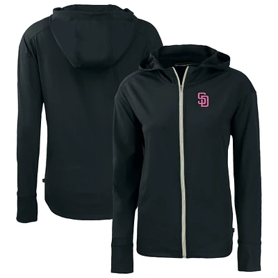 Women's Cutter & Buck Black San Diego Padres City Connect Daybreak Eco Recycled Full-Zip Hoodie