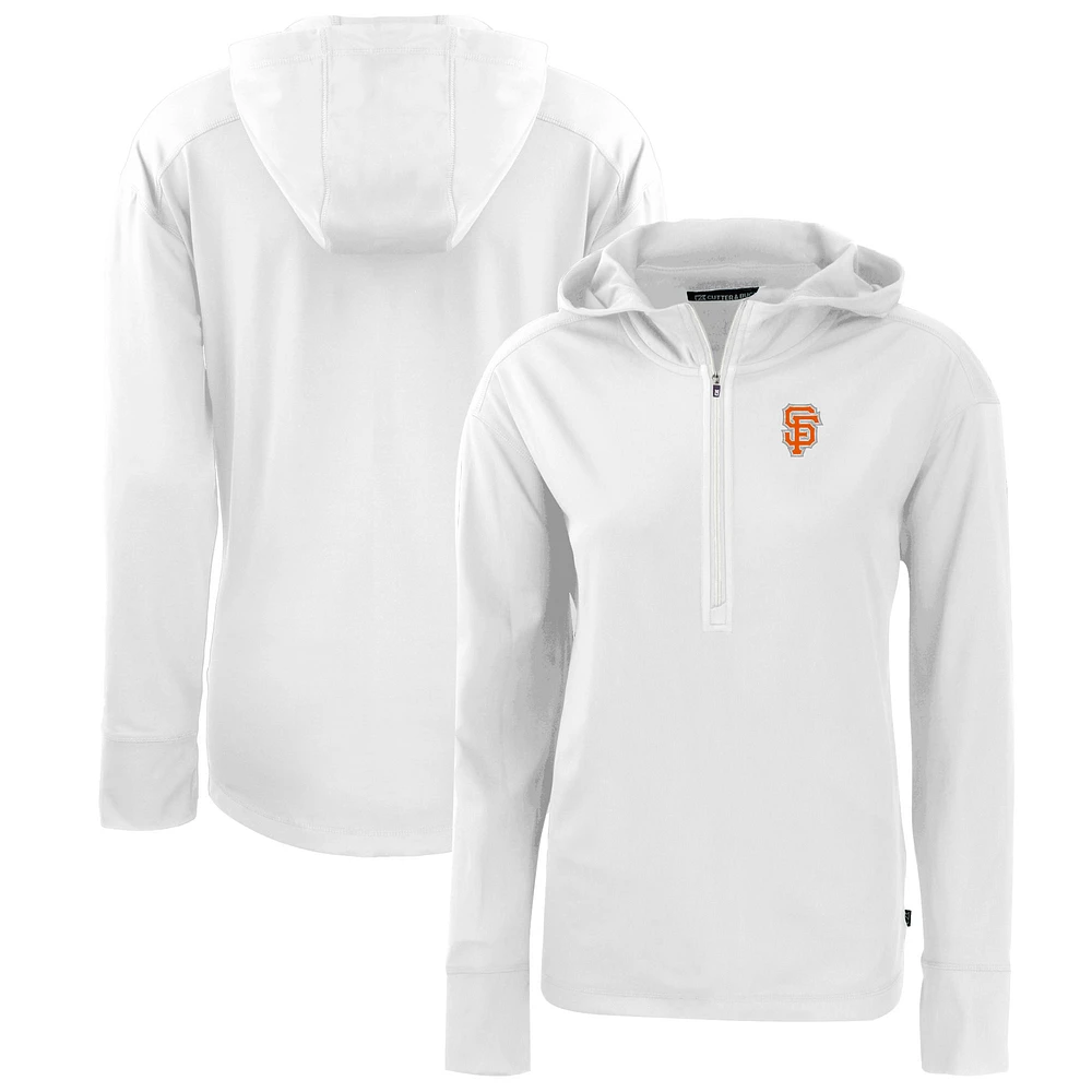 Women's Cutter & Buck White San Francisco Giants City Connect Daybreak Eco Recycled Half-Zip Hoodie