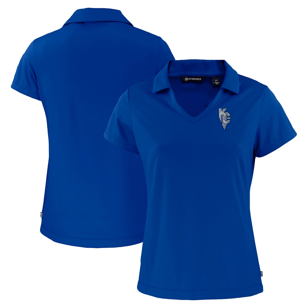 Women's Cutter & Buck Royal Kansas City Royals Connect Daybreak Eco Recycled V-Neck Polo