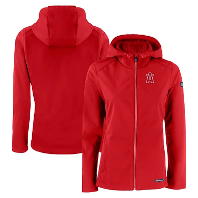 Women's Cutter & Buck Red Los Angeles Angels City Connect Evoke Eco Softshell Recycled Full-Zip Hoodie Jacket