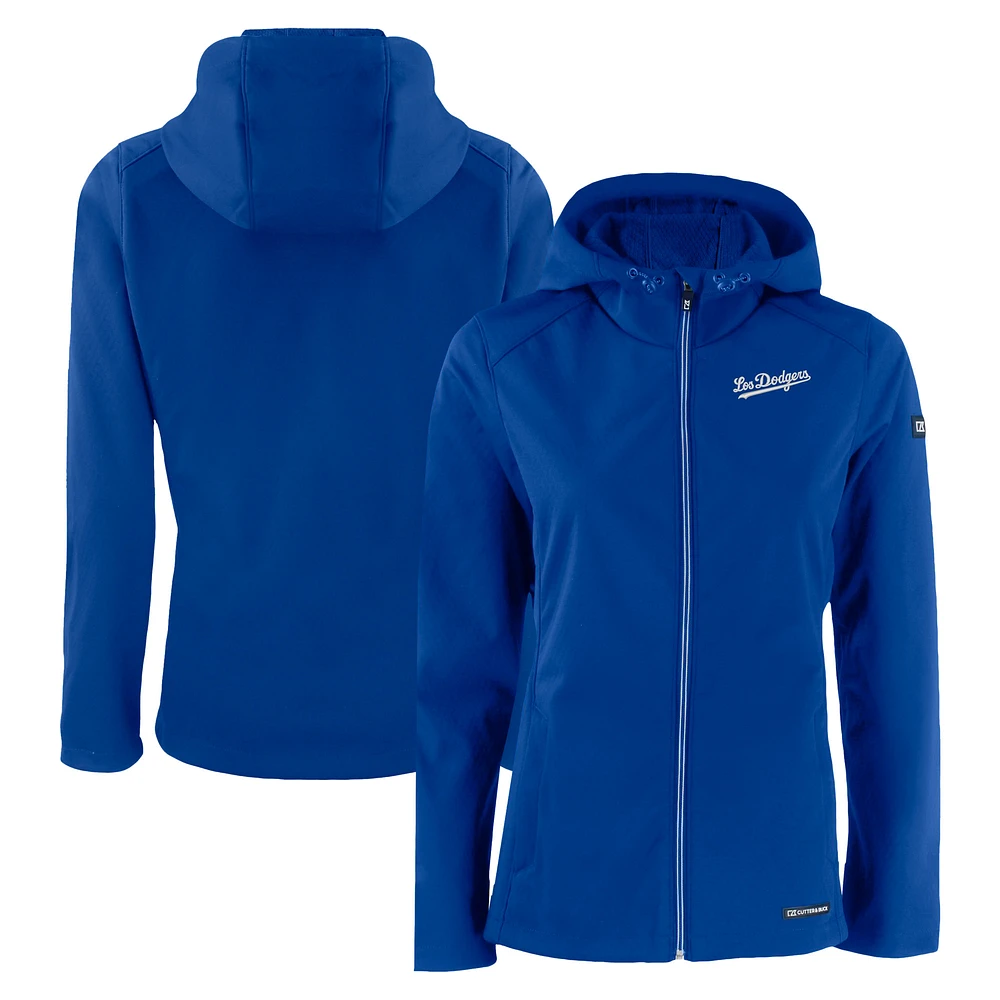 Women's Cutter & Buck Royal Los Angeles Dodgers City Connect Evoke Eco Softshell Recycled Full-Zip Hoodie Jacket